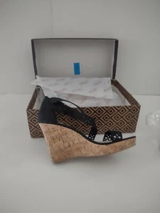 Charles by Charles David Landon Cork Platform Wedge SANDALS Blk 8.5M - Picture 1 of 7