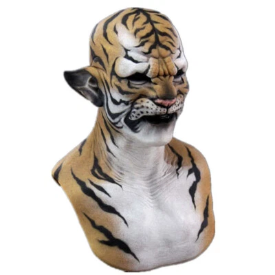 Horror Props Film Fancy Dress Adult Funny Halloween Latex Tiger Mask Cosplay - Image 1 of 4