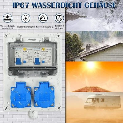 SOL-TEC Kombi Wandsteckdose CEE 16A 5P mit 2x Schuko 230V BALS Steckdosen 400V IP67
