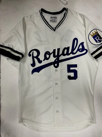 Kansas City Royals George Brett Vintage Authentic White Jersey Sand Knit Size 44 Cover