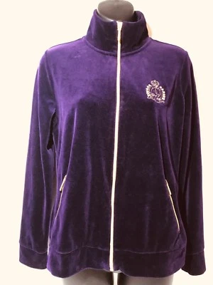Chaqueta Para Mujer Lauren Ralph Lauren Púrpura Terciopelo Salón Acentos Dorados Pequeña L Foto 1 de 4