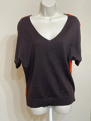 Blusa cómoda Bailey 44 para mujer marrón y roja malla trasera cuello en V manga Dolman s S Foto 1 de 4