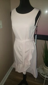 Calvin Klein Women's Ruffle Tulip Hem Tie Waist Faux Wrap Dress NWT 6 Pink - Picture 1 of 5