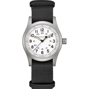 Hamilton Khaki Field Mechanical 38mm White Dial Black Strap Watch H69439910 - Picture 1 of 1