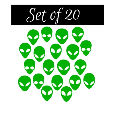 Juego de 20 calcomanías de vinilo Alien Head a elegir tamaño y color - pegatinas de vinilo Foto 1 de 2