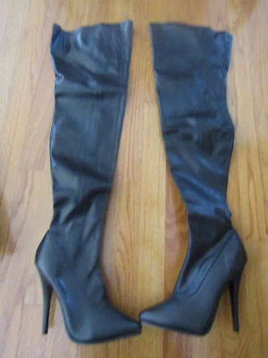 Devious Domina-3000 Mujer Negro Botas Hasta el Muslo Talla 8M Foto 1 de 4