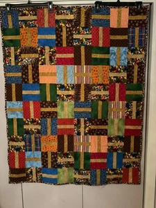 Quilt Toddler Bed Size 48” X 38” Multicolored Football, Tiger Stripes, Patches - Picture 1 of 24