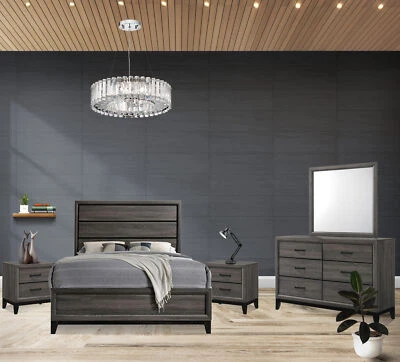 Kings Brand Furniture – Ambroise 5-Piece Queen Size Bedroom Set, Grey/Black - Image 1 of 4