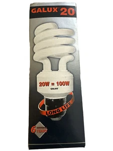Galux ,Floor Lamp 20w Es E27 Energy Reducing Daylight CFL Spiral... Pack Of 2 - Picture 1 of 2