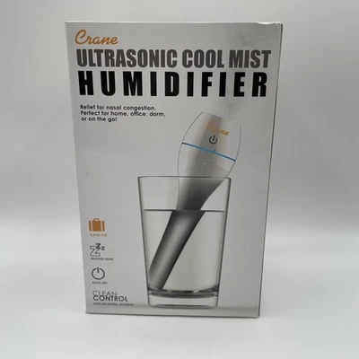 Crane Ultrasonic Cool Mist Travel Humidifier 8 oz with 3 Filters Included White - Image 1 of 4