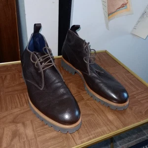 Di Bianco Alba Mens Brown Leather Lace Up Chukkas Boots 8.5 Luxury Italy EUC - Picture 1 of 12