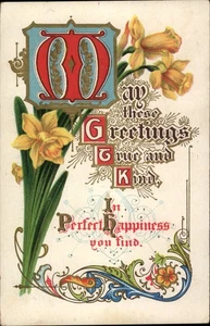 Alte Postkarte Gruß Blumen 1912 Richfield WI - Bild 1 von 2