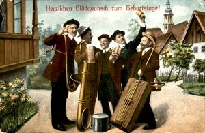 1900s Postcard - Happy Birthday - Gentlemen with Beer Mugs - Bavaria, Stamp - Picture 1 of 2