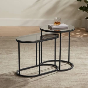 Santa Maria Glass Nesting Accent Tables Set of 2 - Picture 1 of 10