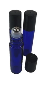 Vivaplex 10ml Roll-On Bottles Vials Cobalt Blue Glass Aromatherapy Perfume x 3 - Picture 1 of 8