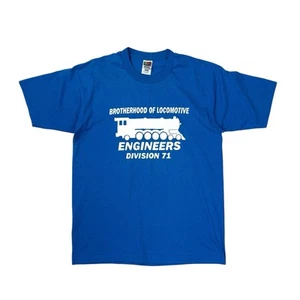 Vintage 90er Lokomotive Einzelnaht T-Shirt Gr. L blau Ingenieure Division 71 - Bild 1 von 6