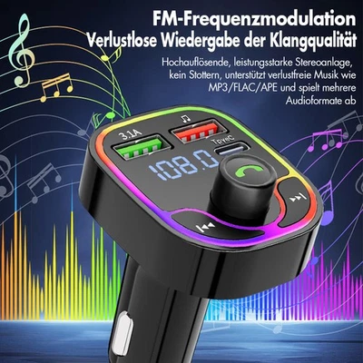 Auto FM Transmitter Kfz Bluetooth Radio Adapter mit Dual USB Ladegerät für Handy - Bild 1 von 4