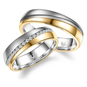 Trauringe Partnerringe Edelstahl Gelbgold plattiert Marrya ES-32 - Bild 1 von 6