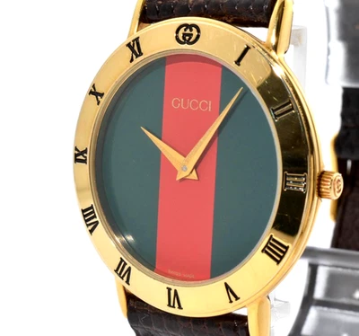 Reloj Hombre Vintage [N COMO NUEVO] GUCCI 3000.2.M 3000M Línea Jerez Dorado 33mm Qz JAPÓN Foto 1 de 4