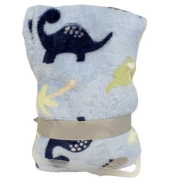 Динозавр одеяло синий серый зеленый для ребенка мягкий флис 30 «x 36» новый с Ярлыками - Изображение 1 из 3