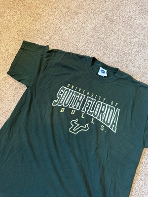 Vintage USF University Of South Florida Bulls Y2K  T Shirt Green XL FLAW - Image 1 of 4