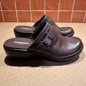 NEW Clarks Collection Women’s 6.5 Wide Delana Amber Mule Clogs Brown Leather - Picture 1 of 7