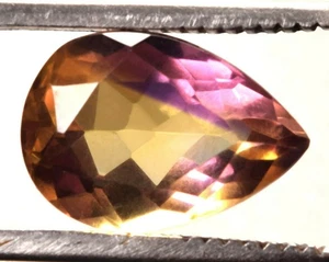 7.95 Cts. Natural Bi-Color Bolivia Ametrine Pear Shape Certified Gemstone - Foto 1 di 4