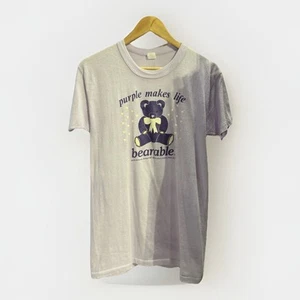 Vintage Hanes 1985 Purple Makes Life Bearable T-shirt Size L Custom Bedazzled - Picture 1 of 7