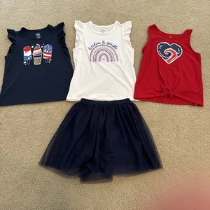 Girls 10/12 Patriotic Outfit Tank Top & Blue Jumping Beans Cartwheel Scooter 12 - Picture 1 of 8