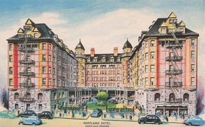 PORTLAND ODER OREGON PORTLAND HOTEL 1940er AUTOS VINTAGE LEINEN POSTKARTE 100425 U - Bild 1 von 2