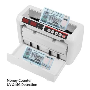 Money Bill Counter Cash Currency Counting Machine Counterfeit Detector UV/MG - Picture 1 of 17