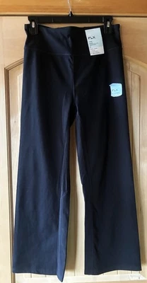 NWT FLX Affirmation High Rise Black Flare Nylon Blend Pants L Runs Short - Image 1 of 4
