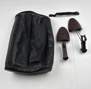 Vintage Golfschuhtasche - schwarz Kunstleder innen Reißverschlusstasche Befestigungsgurt etc. - Bild 1 von 9