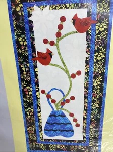 Bigfork Bay Cotton Co. AVA'S WINTER FLURRIES Quilt Pattern 22"x45" Red Cardinals - Picture 1 of 5