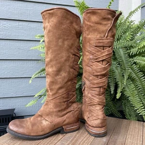 A.S.98 Teagan Knee High Leather Boots Womens 8 EU39 Calvados Brown Boho Western - Picture 1 of 16