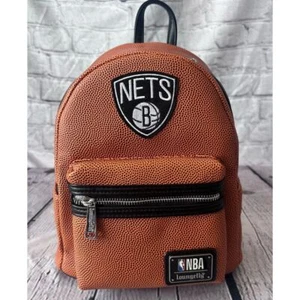 Loungefly NBA Brooklyn Nets Basketball Logo Mini Backpack Orange & Black - New - Picture 1 of 7