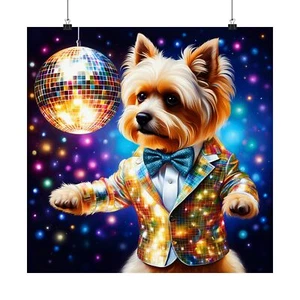 Disco Paws: Colorful Canine Groove - Animal Portrait - Oil Painting - Picture 1 of 26