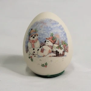 Christmas Snowman Egg Resin Holiday 2.75"H Handpainted - Picture 1 of 6