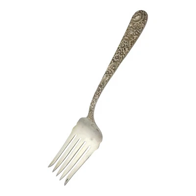 S. Kirk & Son Repousse Sterling Silver Serving Fork 9.5 Inch 110.6 Grams #8112 - Image 1 of 3