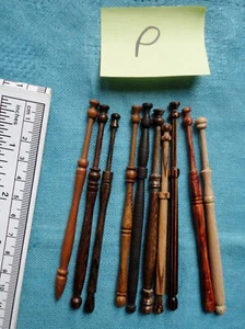 10 x Turned Exotic Wood Lace Bobbins Different Designs New/Unused (P) - Picture 1 of 4
