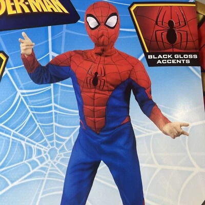 MARVEL SPIDER-MAN MUSCLE Almohadillas DISFRAZ Halloween Mono y Máscara Mediano (8-10) Foto 1 de 4
