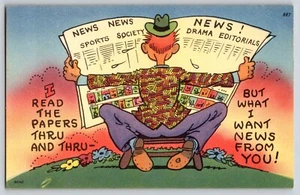 Postcard Humor Greeting - I Read Papers But Want New From You - Picture 1 of 2