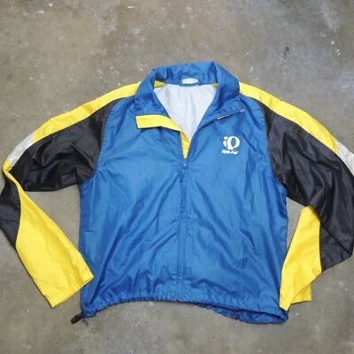 Chaqueta cortavientos vintage Pearl Izumi talla mediana azul amarillo cremallera completa Foto 1 de 4