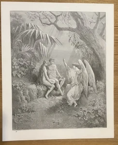 Gustave Dore - Engraving (1870). The Conference with the Angel Raphael - Picture 1 of 1