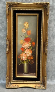 ROBERT COX SIGNED OIL PAINTING VASE WITH FLOWERS ROSES FRAMED VINTAGE FLOWER ART - Picture 1 of 11