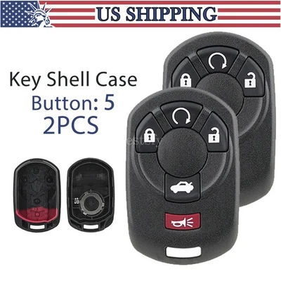 2 Replacement For 2005 2006 2007 Cadillac STS Remote Key Shell Case Fob 5 Button - Image 1 of 4
