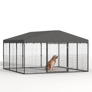 Large Dog Kennel Outdoor Heavy Duty Dog Crate, Metal Frame Dog Fence with Sec... - Picture 1 of 7