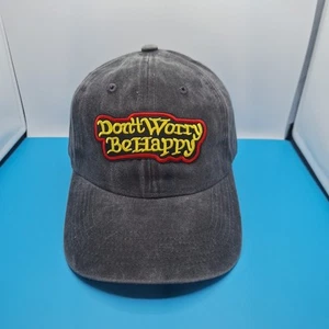 Don't Worry Be Happy Parche Gorra Gorra Gorra Papá Ajustable Algodón Negro - Imagen 1 de 6