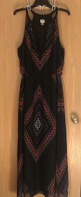 Maxi Vestido Old Azul Marino Negro Sin Mangas Para Mujer XL Marrón Azteca Diamante ☼ Foto 1 de 4