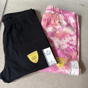Cat & Jack Girls Leggings Size Large 10-12 Black Tie dye pink Set Of 2 - Picture 1 of 4